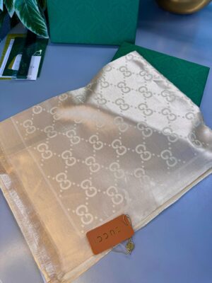 İthal Yün  İpek Şal Tam Set Kutulu Sertifikalı-Bej