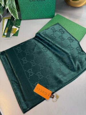 İthal Yün  İpek Şal Tam Set Kutulu Sertifikalı-Zümrüt