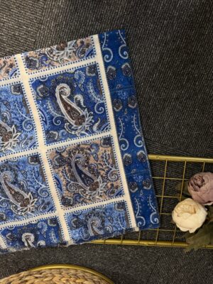 Zemheri Motif Pamuk  Şal-665544-Gök Mavi