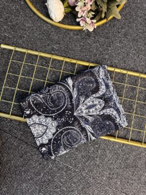 Miras Paisley  Doğal Pamuk Şal-Siyah