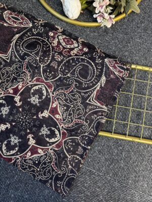 Miras Paisley  Doğal Pamuk Şal-Bordo