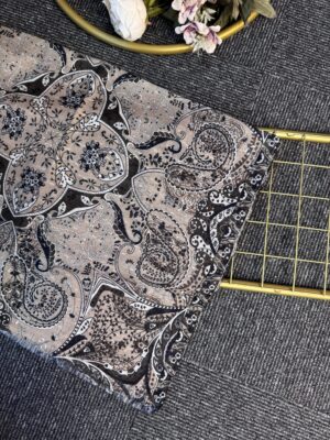 Miras Paisley  Doğal Pamuk Şal-Kahve