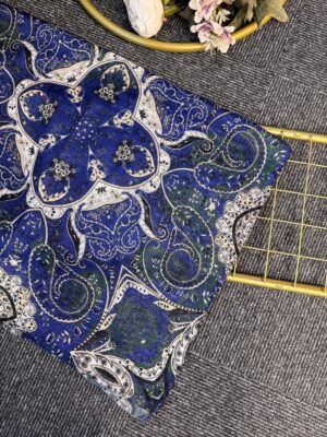 Miras Paisley  Doğal Pamuk Şal-Petrol