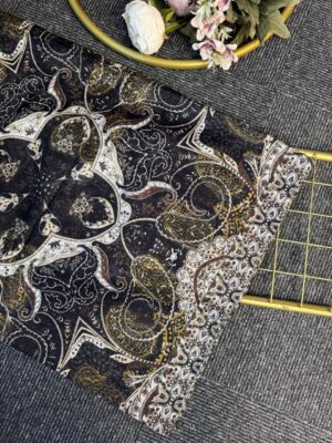 Miras Paisley  Doğal Pamuk Şal-Yağ Yeşili