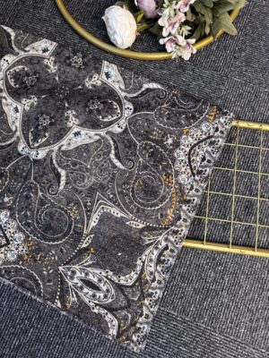 Miras Paisley  Doğal Pamuk Şal-Pamuk Şekeri -Hardal