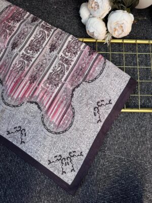 Etnik Floral Desenli Naturel İpek Şal -050607-Kahve