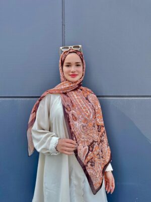 Harem  Desen Pamuk İpek Şal-30000-Kahve Sahrası