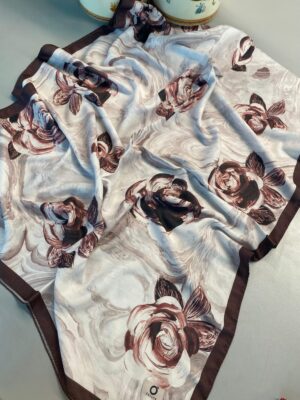 Summer Rose  Desen Pamuk İpek Şal-120000-Acıkahve