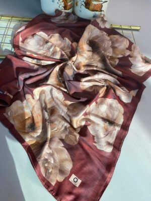 Rosaline Desen Pamuk İpek Şal-13000-Kiremit