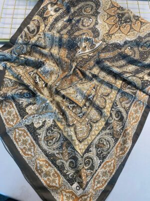 Nakkaş Desen Pamuk İpek Şal-10003-Haki