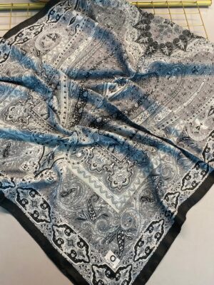 Nakkaş Desen Pamuk İpek Şal-10003-Su yeşili