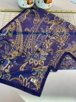 İnci Gecesi Desen Pamuk İpek Şal-10004-LACİVERT