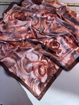 Summer Rose  Desen Pamuk İpek Şal-12000-Oranj