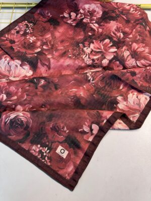 Mystic Bloom Desen Pamuk İpek Şal-Kırmızı