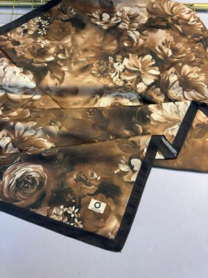 Mystic Bloom Desen Pamuk İpek Şal-Karamel