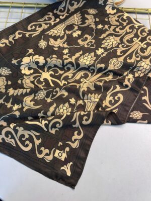 Lilyum Desen Pamuk İpek Şal-10008-Çikolata