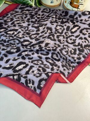 Leopare Desen Pamuk İpek Şal-6202761-Bordo