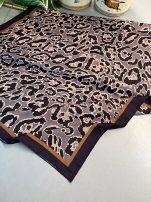 Leopare Desen Pamuk İpek Şal-6202761-Mocha