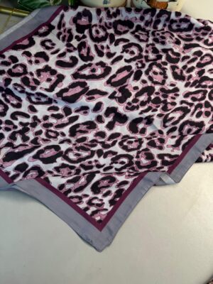 Leopare Desen Pamuk İpek Şal-6202761-Gri