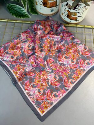 Mimoza Desen Vual İpek Eşarp-6203408-Gri