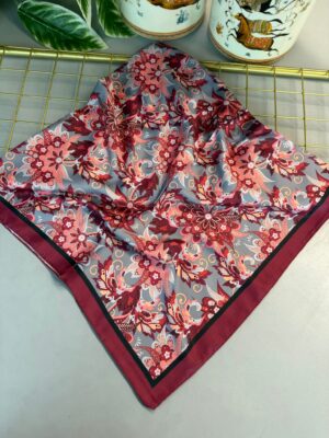 Mimoza Desen Vual İpek Eşarp-6203408-Bordo