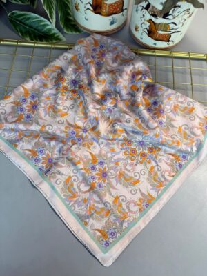 Mimoza Desen Vual İpek Eşarp-6203408-Pastel Gül
