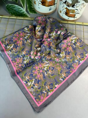 Mimoza Desen Vual İpek Eşarp-6203408-Saks