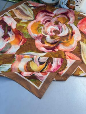 MAGNOLIA DESEN PAMUK İPEK ŞAL-6203253-Tarçın