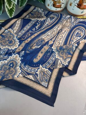 Yeni Etnik Pamuk Soft Şal 65301 - 65301 -Gold  mavi