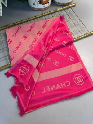 Chanel Çİft Taraflı Kaşmir Şal - Fuşya