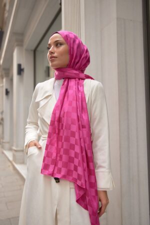 Bonjela Marka Dama İpeksi Jakar Şal - Fuşya