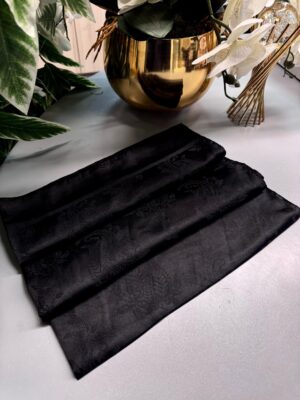 Etnik İthal Pamuk Jakar İpek Şal - SİYAH
