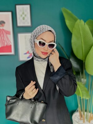 Lv Çift Taraflı Kaşmir İpek Eşarp 10445 -  Gri