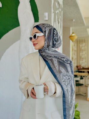 Etro Pamuk İpek Şal -987654 LACİVERT/GRİ