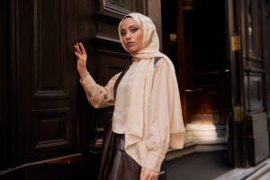 Kazayağı Desen Jakar Şal - Bej