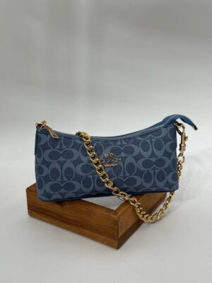 Coach monogram zincirli baget mavi çanta