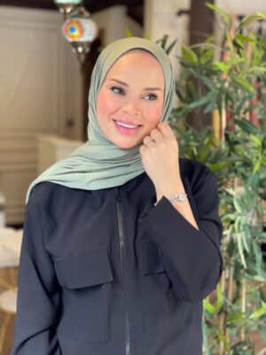 Organic Scarfs Tesettür Penye Şal Hijap Modeli - Su Yeşili