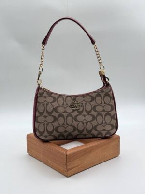 Coach monogram baget bordo vizon çanta