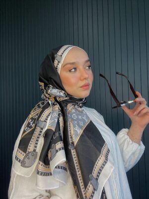 İthal LV Vual  %100 İpek Şal - 122300 - Siyah