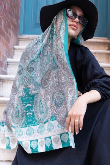 Mint Retro Desen Pamuk Şal