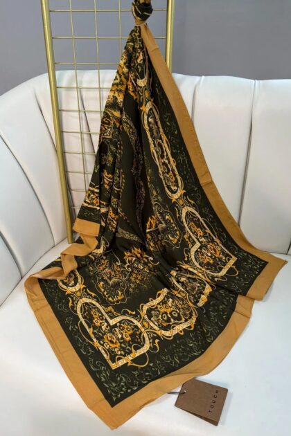 Fıstık Ruku Desenli Pamuk İpek Şal