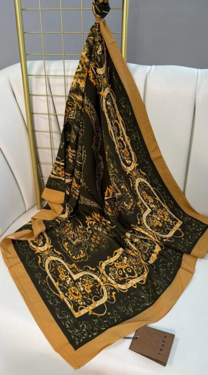 Fıstık Ruku Desenli Pamuk İpek Şal