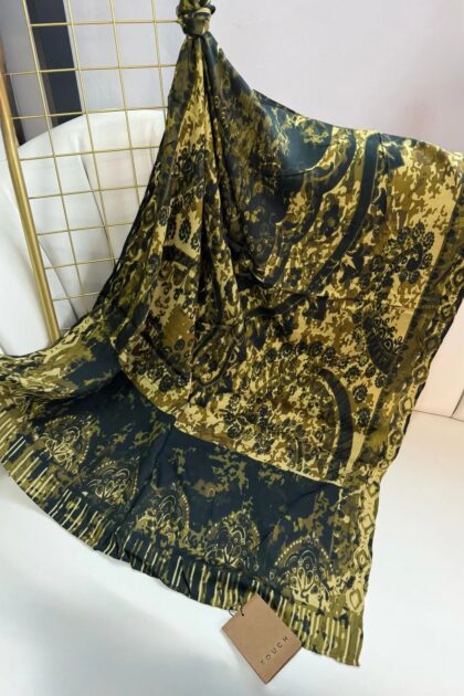 Haki Samanyolu Yün İpek Şal