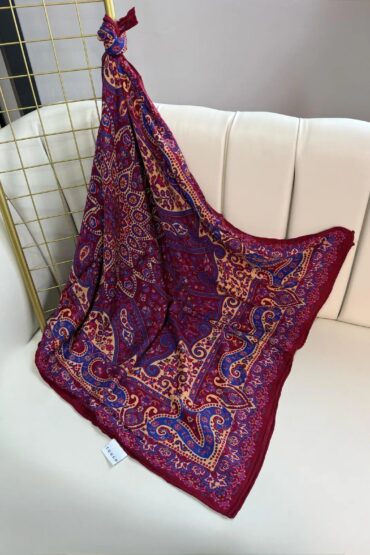 Tutti Frutti Zambak Desenli Yün İpek Şal