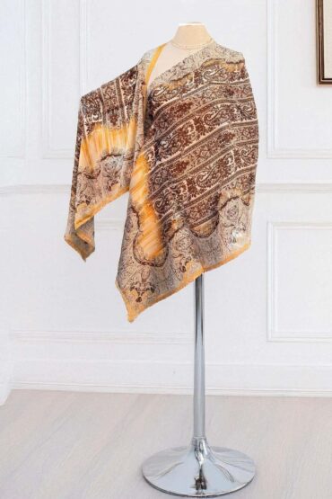 Oranj Retro Vual İpek Şal