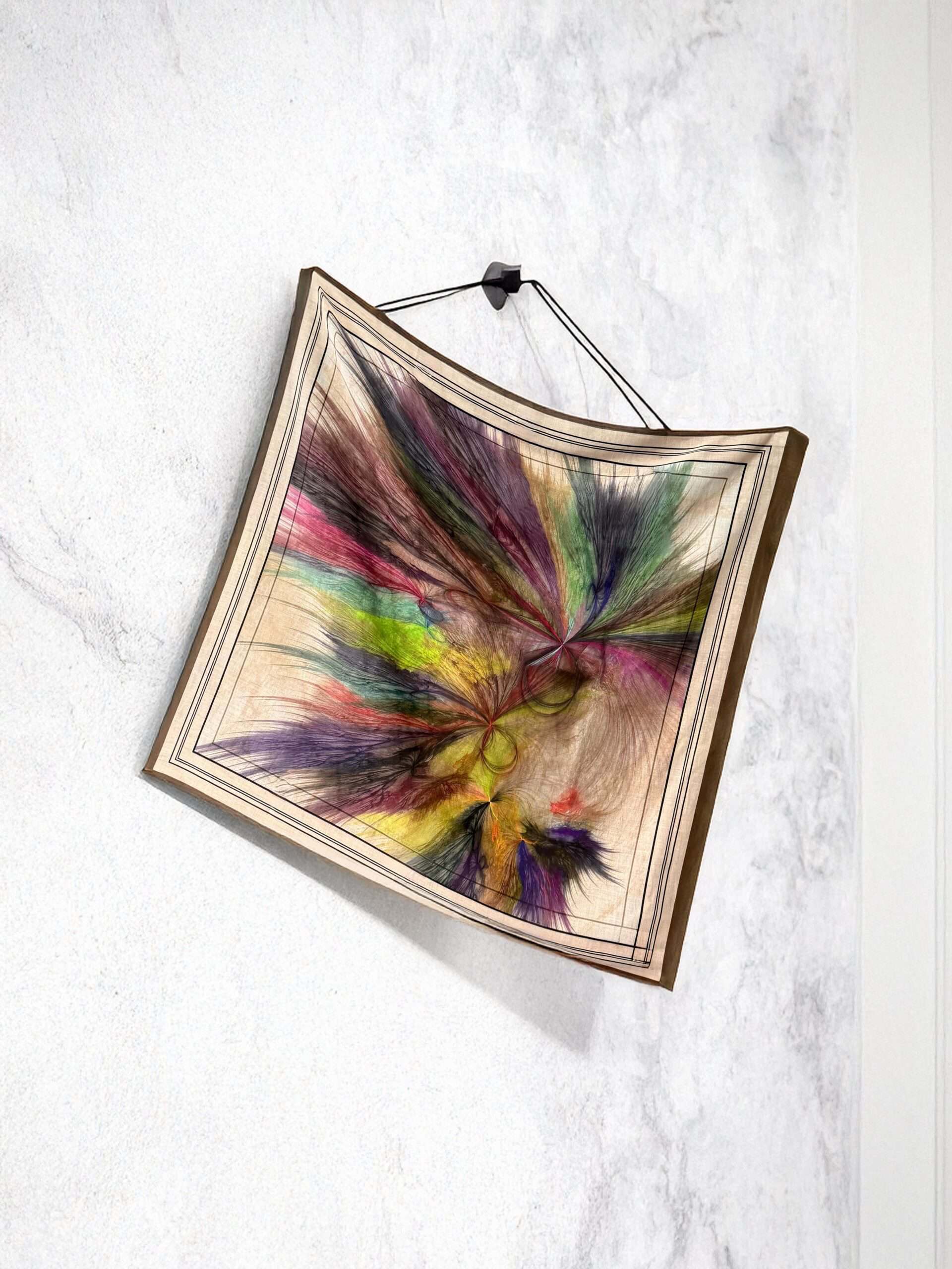 Kahve Ebru Desen Pamuk Soft Eşarp