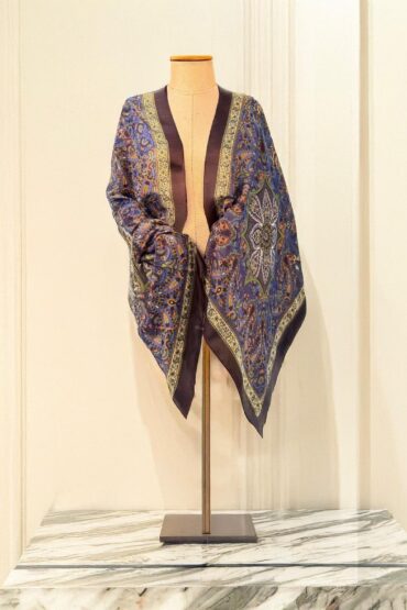 Lacivert Motifka Pamuk Şal