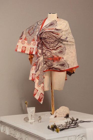 Kiremit Retro Desen Pamuk Soft Şal