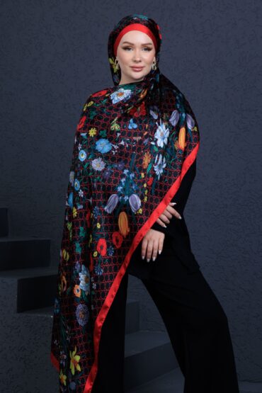 İtal Çiftaraflı vual ipek 23561 - kırmızı/siyah