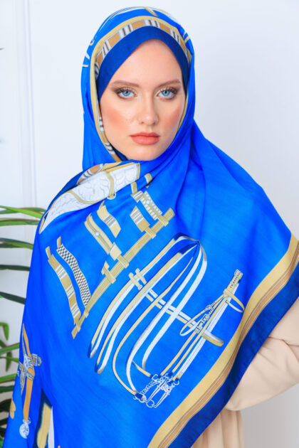 pamuk şal - 32014 İndigo